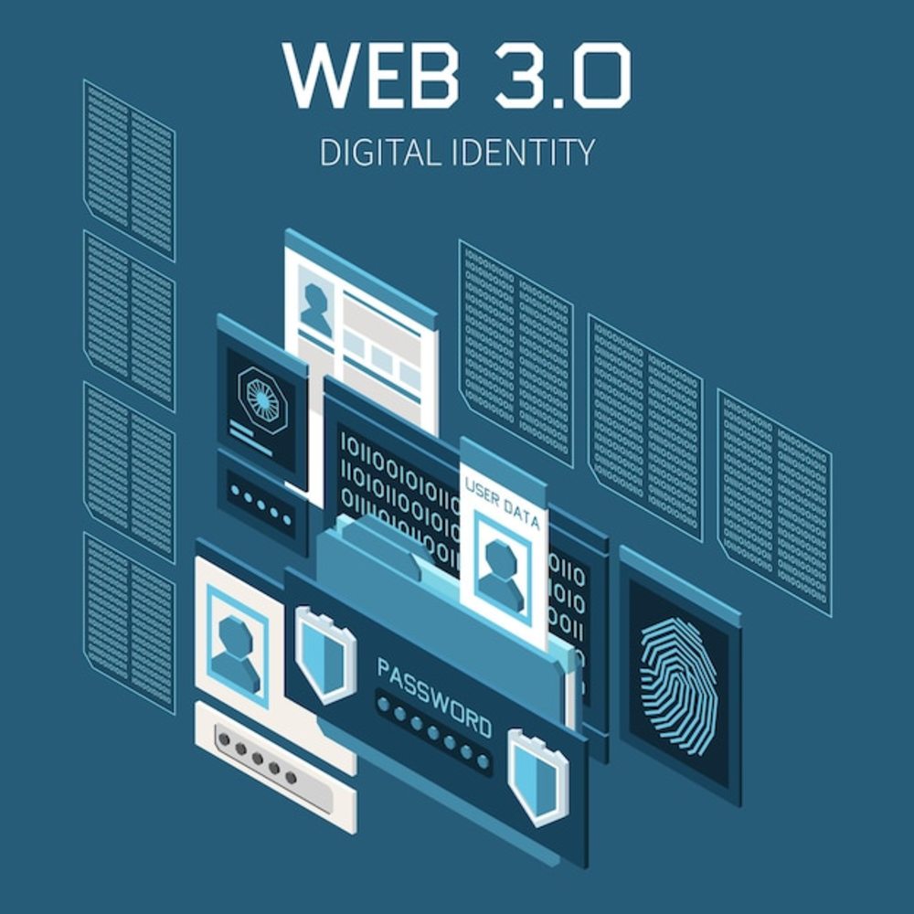 Web30技术等距概念与数字身份符号矢量图